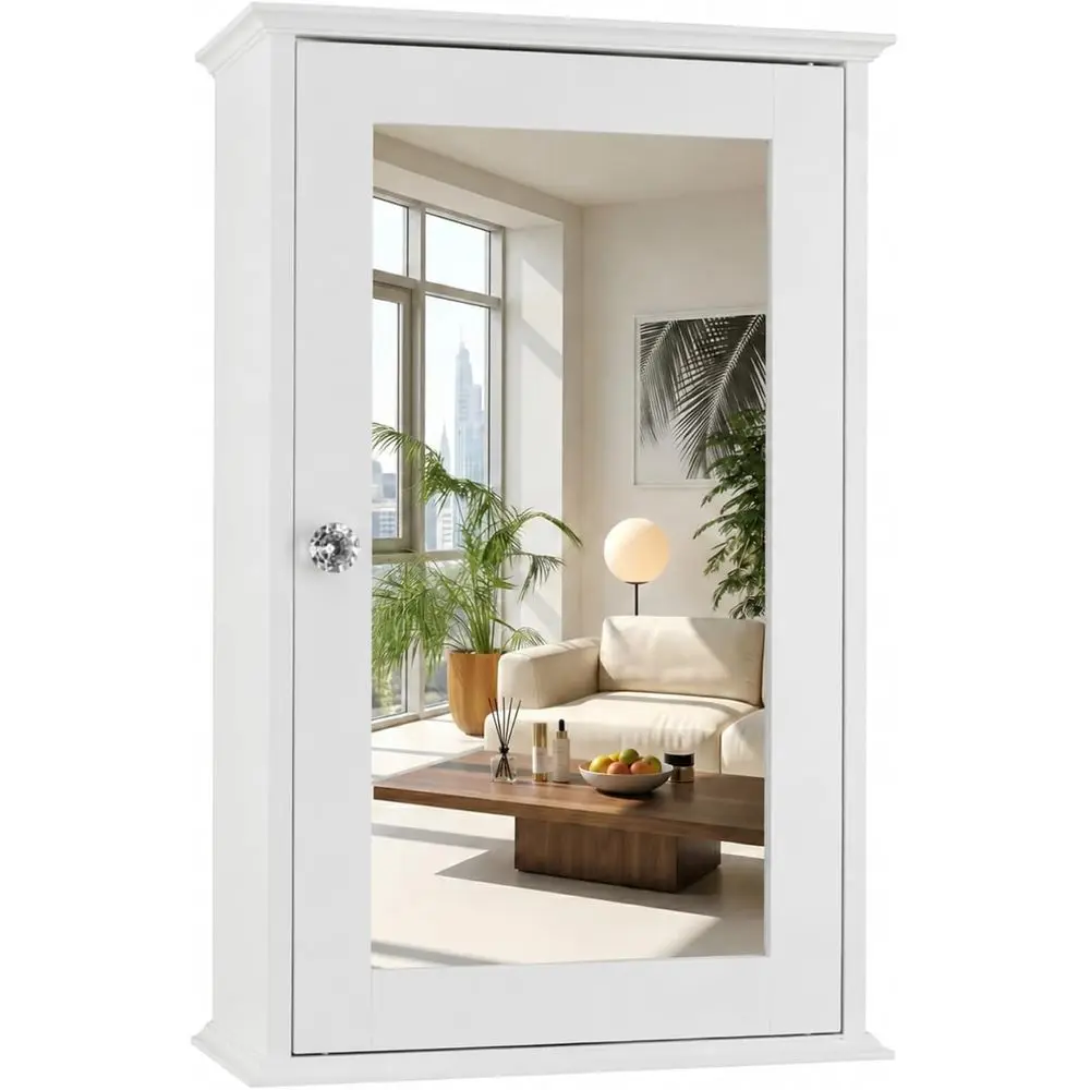 Medicine Cabinet Lock - Armadietto a Specchio Bianco per Medicinali