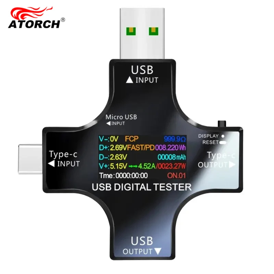 Co Detector Plug - Tester USB DC Tipo-C PD Voltmetro
