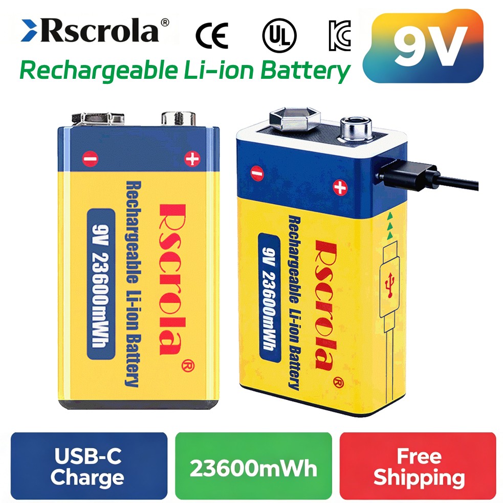 Smoke Detector Interconnected - Batteria Ricaricabile 9V, 23600mWh Grande Capacità,
