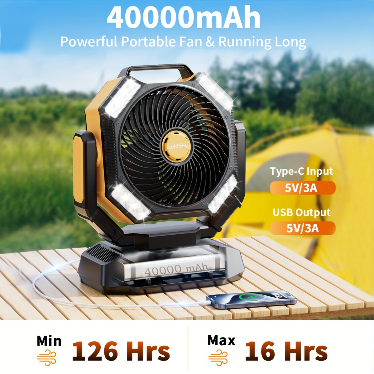 Power Outage Light - coldSky Ventilatore da campeggio, Ventilatore a