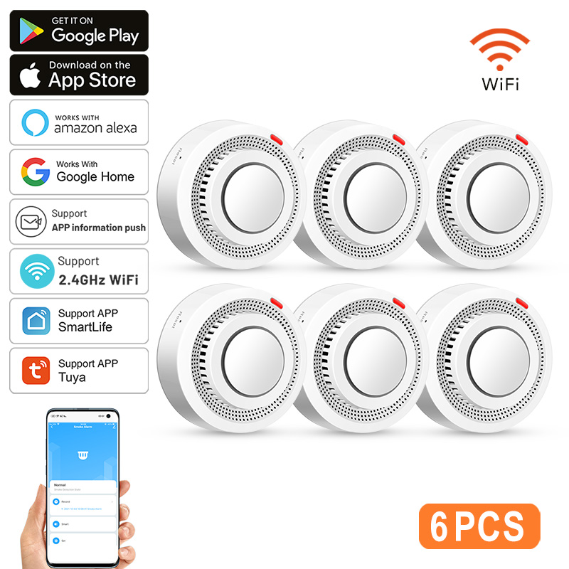 Smoke Detector Interconnected - Confezione da 6 Sensori di Fumo