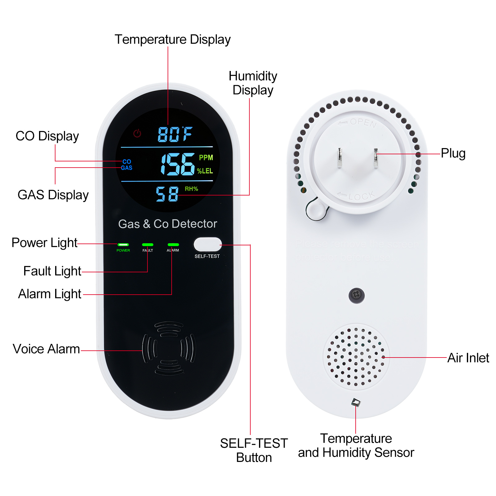 Allarme monitor CO 4 in 1 con  - Co Detector Plug recensione e prezzo